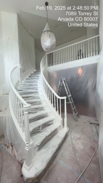 staircase railing and bannister repainting in Arvada, CO