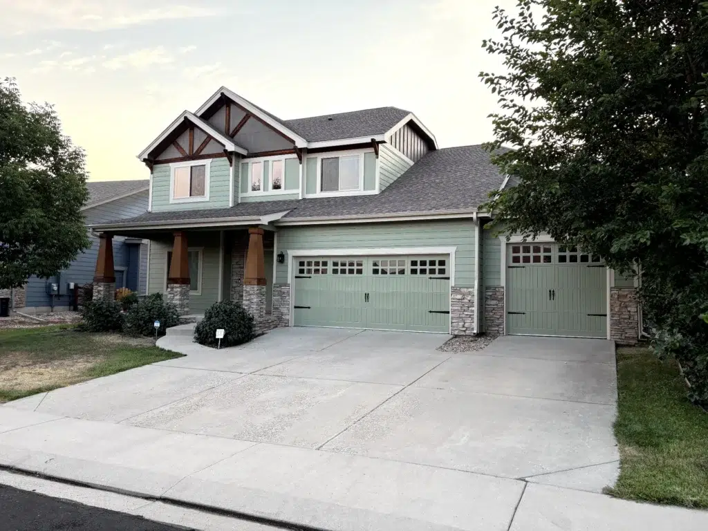 Sage Green Fiber Cement Siding Home Freshly painted sage green home exterior