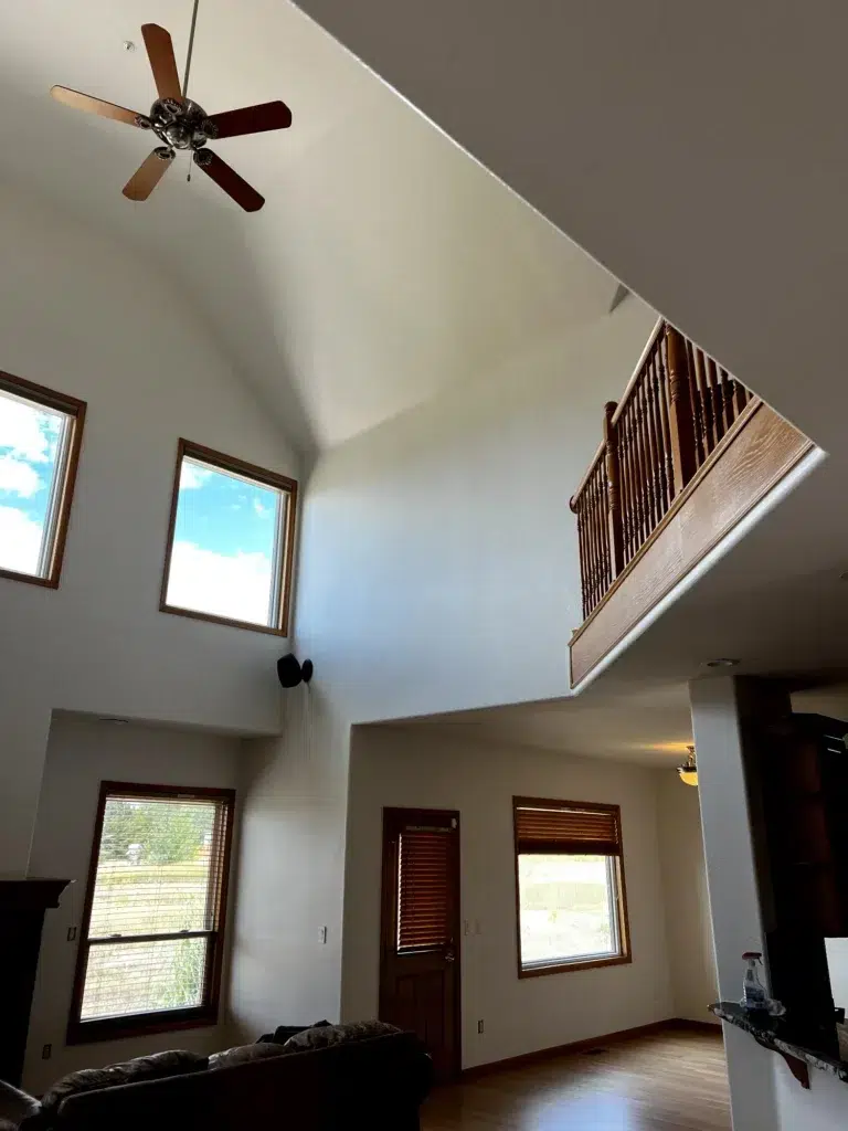 White Painted Vaulted Ceiling Bright painted interior with white walls and ceiling